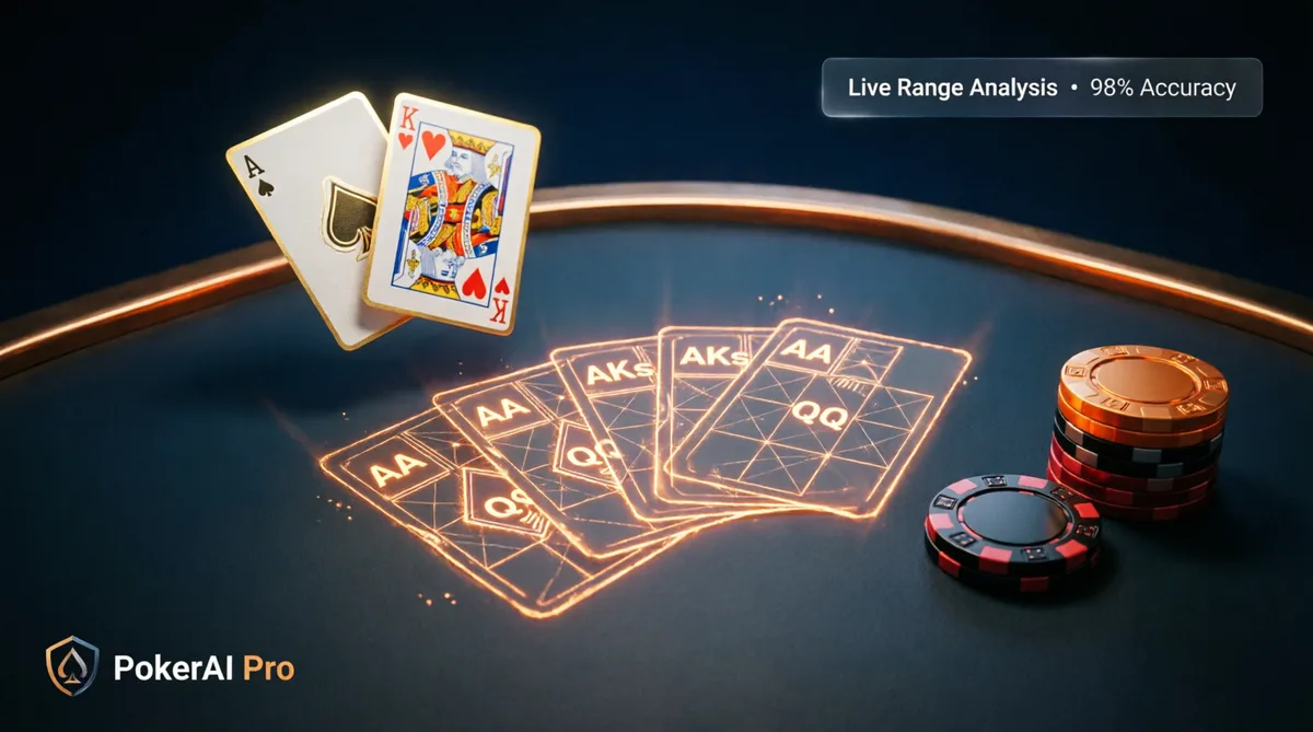 Mesa de poker com análise de ranges em tempo real